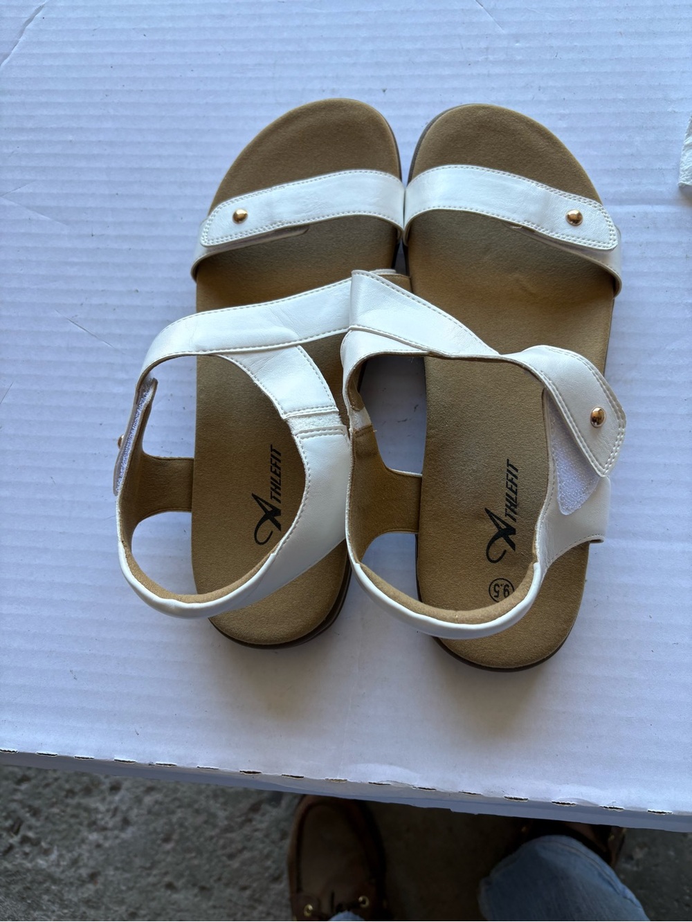Athlefit Ankle-Strap White Women's Sandals with Cushioned Footbed